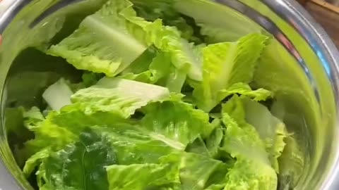 Healthy food, salad with shrimp and dice cut toast