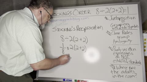 Stocking's Order/Stocking's Reciprocation: Definitive Proof 8 ÷ 2(2 + 2) = 1