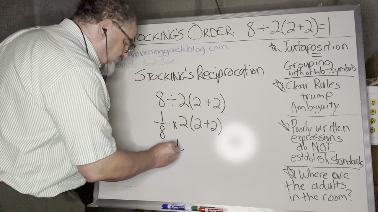 Stocking's Order/Stocking's Reciprocation: Definitive Proof 8 ÷ 2(2 + 2) = 1