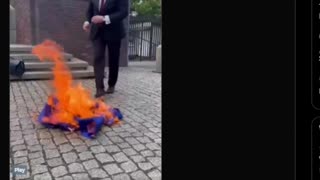 Polish presidential candidate Grzegorz Braun wiped his feet on the EU flag and burned it