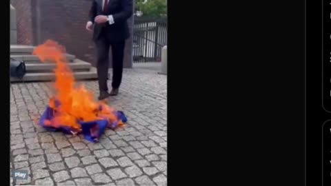 Polish presidential candidate Grzegorz Braun wiped his feet on the EU flag and burned it