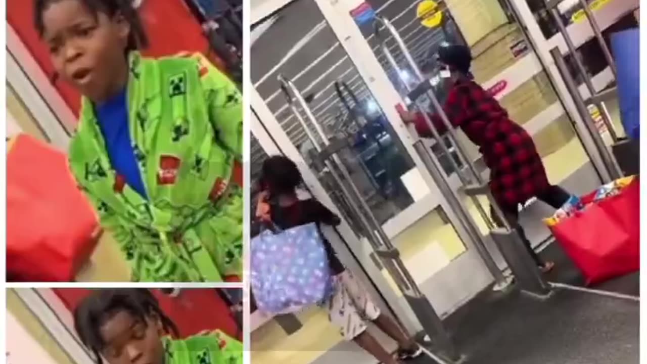 These 3 wild blk kids no more than 10-yrs-old went to target and tried to steal