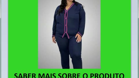 Pijama Inverno Plus Size Blusa Manga Longa e Calça 50 52 54 56