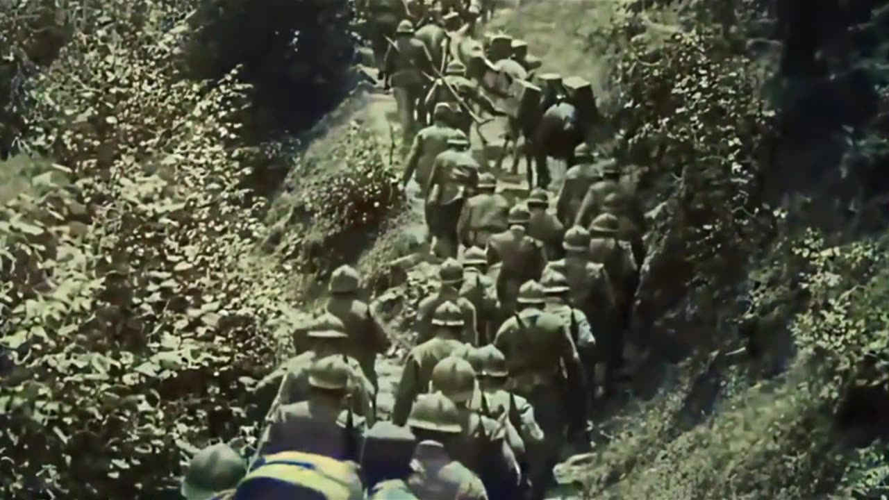 Italian Troops On Mountain Offensive 1918
