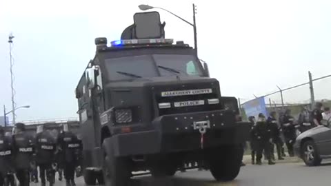 Long-range directional sound system (LRAD) deployed during the G20 summit in Pittsburgh