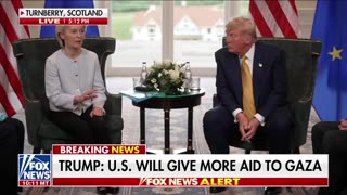 Pres Trump Meets w' EU Comm Pres Ursula von der Leyen, Blasts EU for not providing aid to Gaza