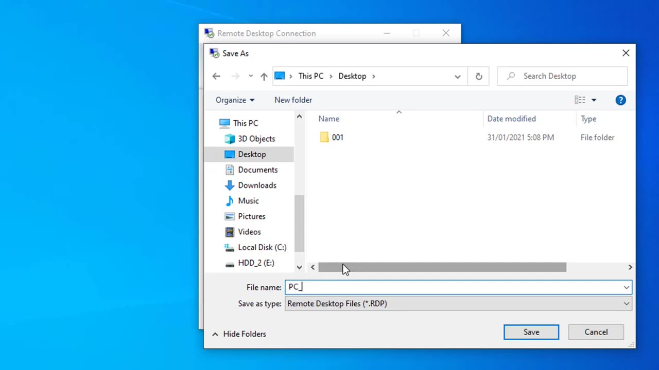 How to create remote desktop shortcut