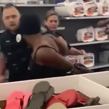 negro sheboon bites officer and gets SLAMMED