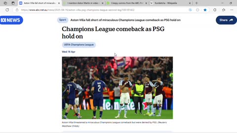 Aston Villa story with Matthew soon after Aston Martin piece is a spelling attempt from the ABC