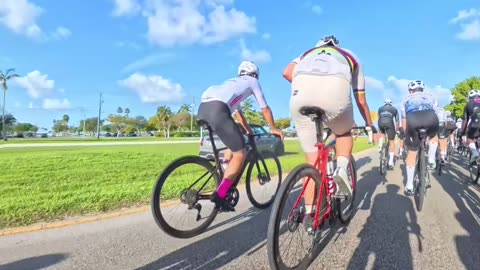 Car Veers Into Median Next to Bikers