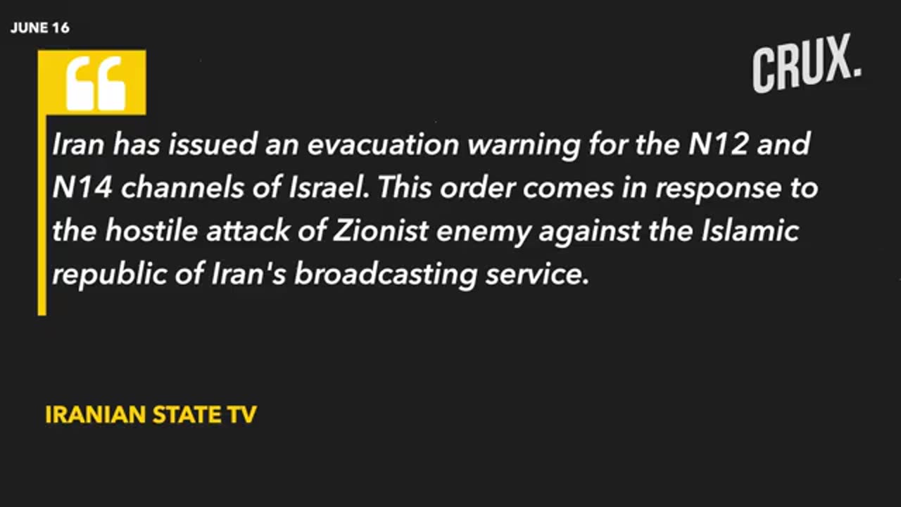 Iran Orders Israeli TV Channels to Evacuate, Claims It “downed 4th F-35 Jet," IRGC Unveils New Drone