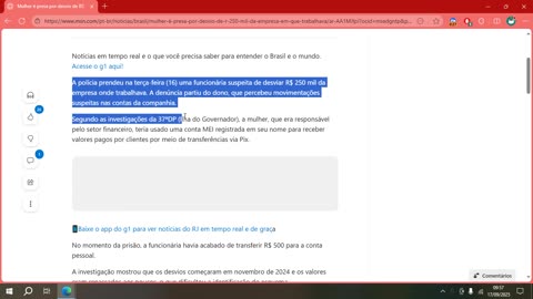 Mulher é presa por desvio de R$ 250 mil da empresa em que trabalhava