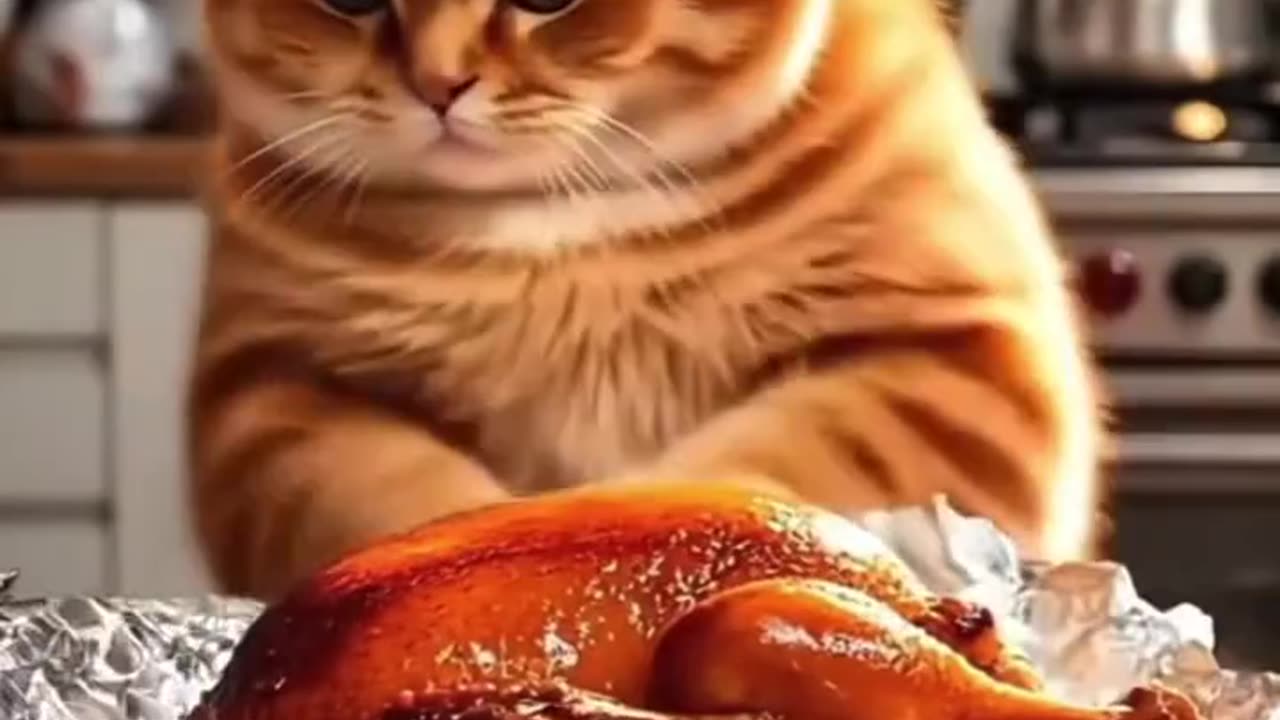 A cat 🐈 is cooking