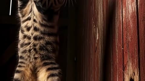 The cat is waiting for the perfect strike… 😼🤣