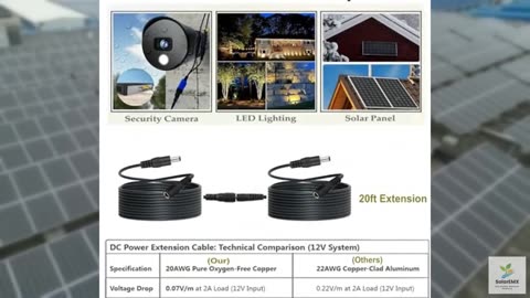 10ft DC Power Extension Cord 2Pack - Pure Copper with Waterproof Self-fusing Tap