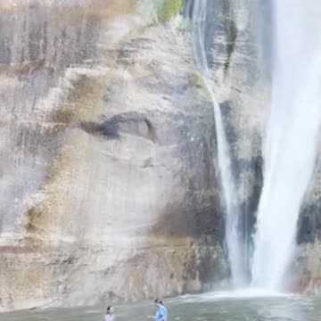 CLOSE CALL A group of swimmers narrowly escaped injury