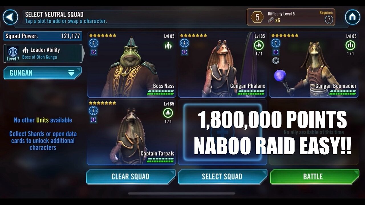 Easy 1.8M Points in Naboo Raid with Only Four Gungans! | No Jar-Jar Required!