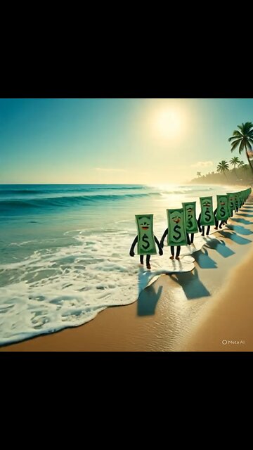 Cute Beach Gif With One Dollar Bills
