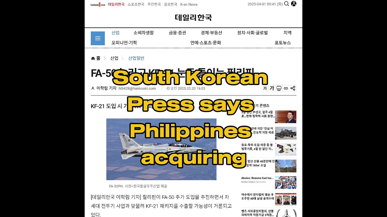 South Korean Press says Philippines acquiring 12 FA-50 Block 20 Aircraft for Usd 677 million