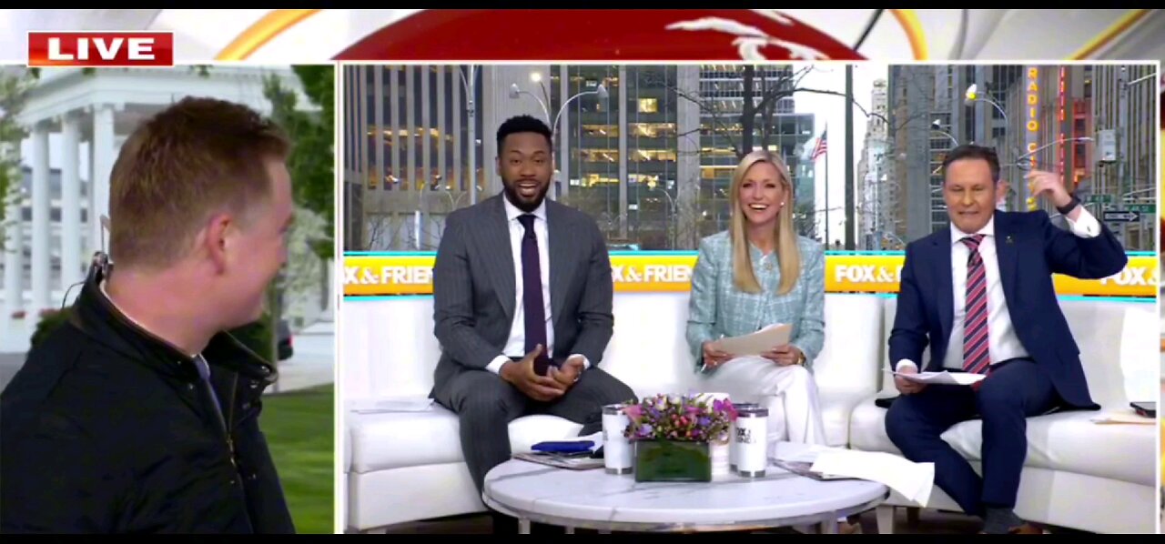 Bird lands on Peter Doocys head Live on Fox and Friends! says "Trump do something about the birds!
