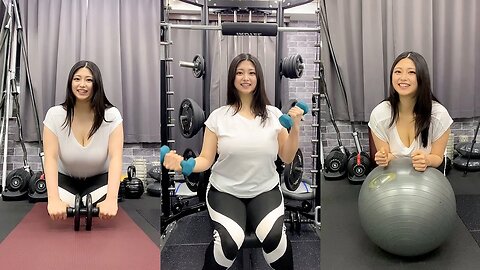 【ノーブラ】Kカップがジムで筋トレしてるだけの動画です...