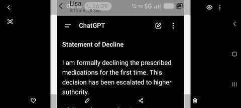 1-Lisa's Legal Statement re hospital meds 808am 20/9/2025
