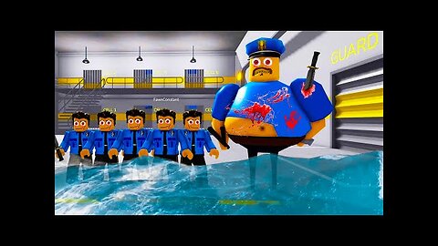 Escaping from a MAD WATER BARRY'S PRISON RUN! And BECAME a LOT OF MAD POLICE PLAYERS