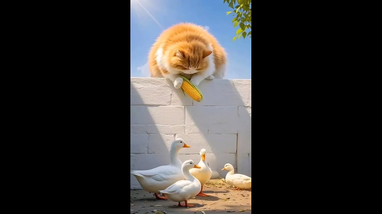 cat and duck funny video