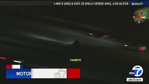 A motorcyclist, traveling at speeds up to 140 mph, miraculously survives a crash on the 405 Freeway.