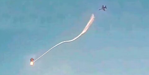 Moment of Ukrainian F-16 fighter downing Russia’s Gerbera multipurpose drone with US AIM-9L missile