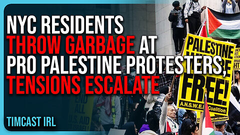 NYC Residents THROW GARBAGE At Pro Palestine Protesters, Political Tensions ESCALATE