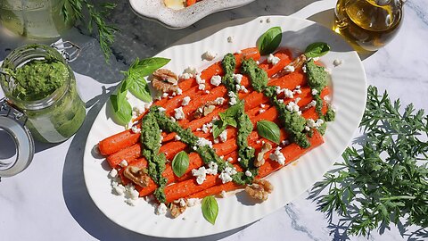 The Perfect Side Dish for Easter! Easy Roasted Carrots with Carrot Tops Pesto (Gluten Free)