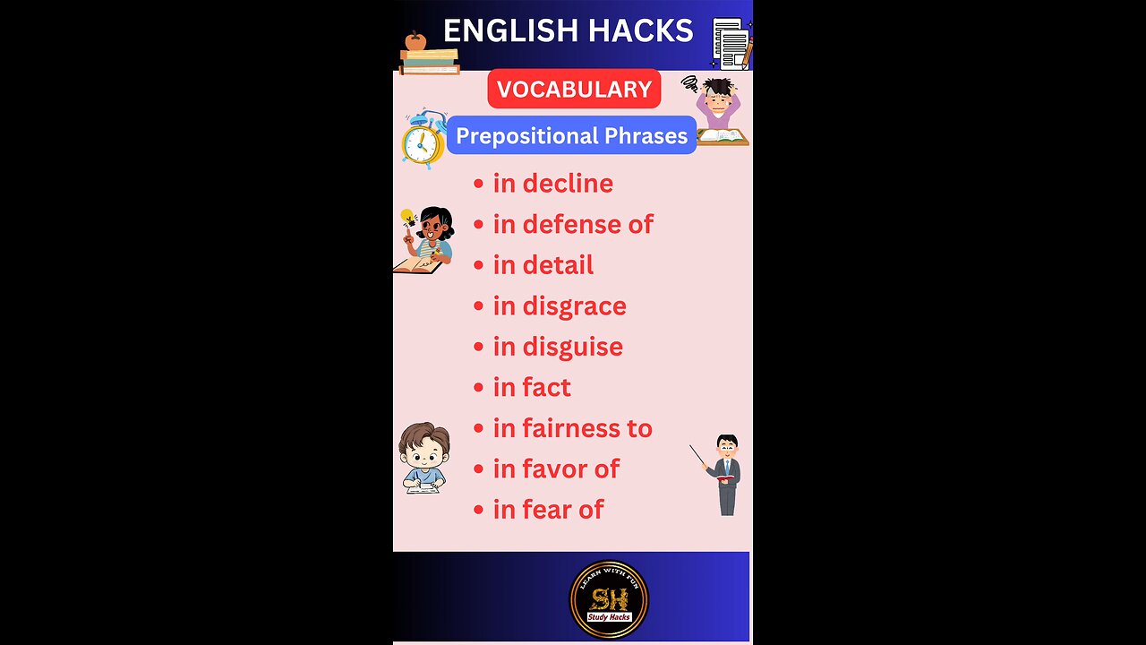 Most important daily use Prepositional phrases 01 #studyhacks123 #vocabulary #english #shorts