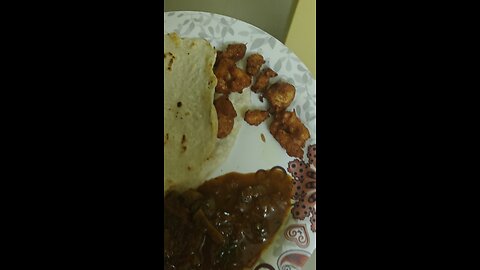 Prawn fry with Roti