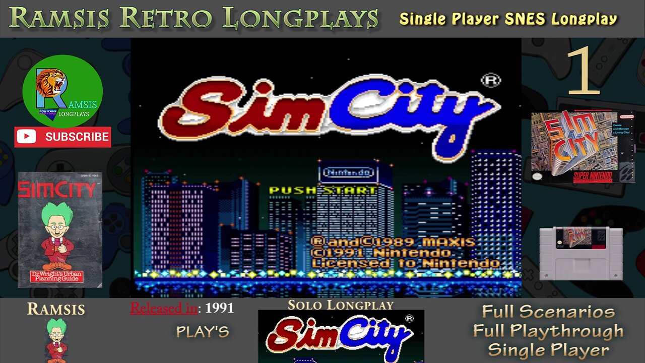 SimCity | SNES | 1991 | Introduction and Scenario #1 San Francisco | Retro Longplay