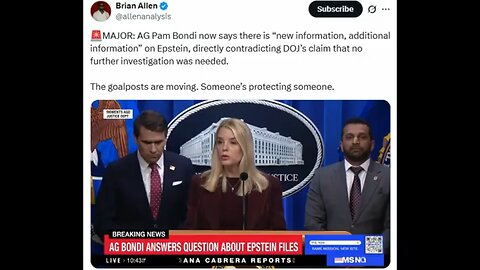 Pam Bondi Opens New Investigation Into Epstein So Only Some Files Can Be Released!