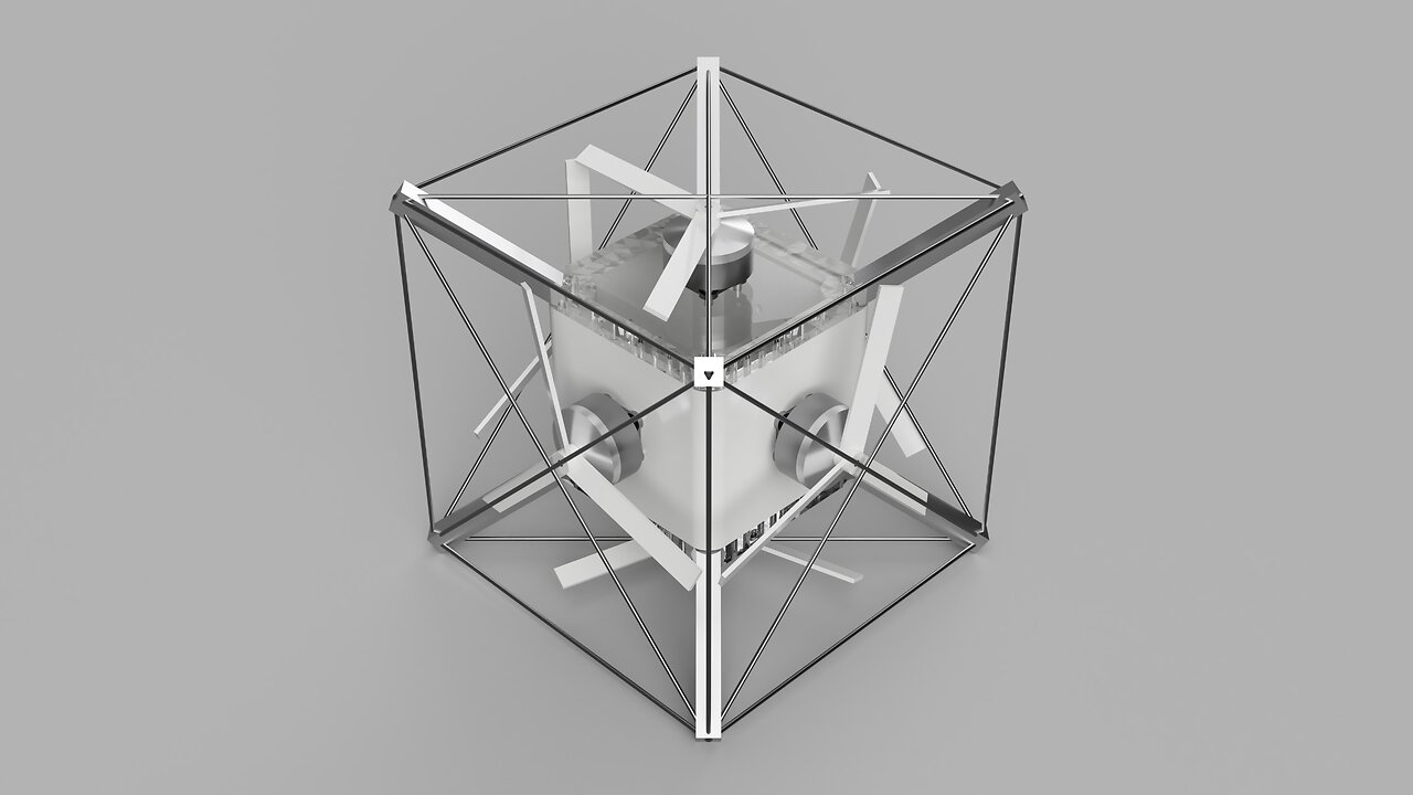 Cube Hexacopter Drone with Tethers (with motors and props)