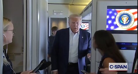 President Trump Speaks to Reporters Aboard Air Force One