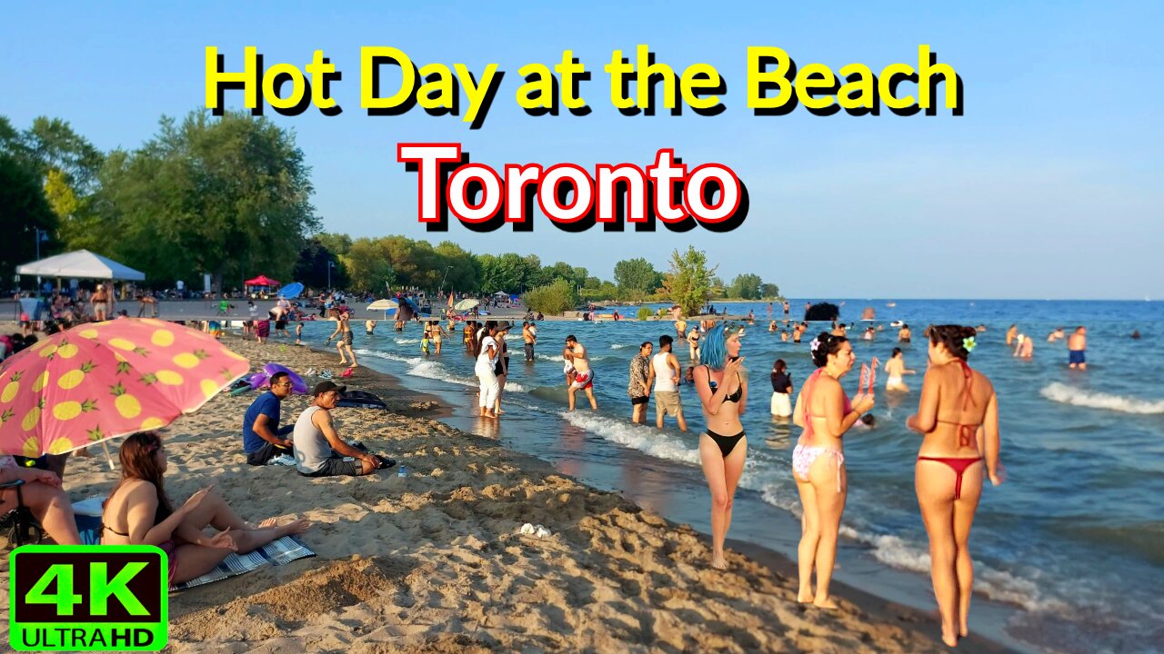 【4K】Toronto Beach Walk at Woodbine ⛱️ Summer Heatwave Canada 🇨🇦