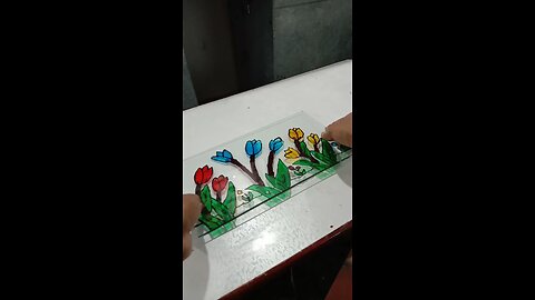 Flowers glass painting