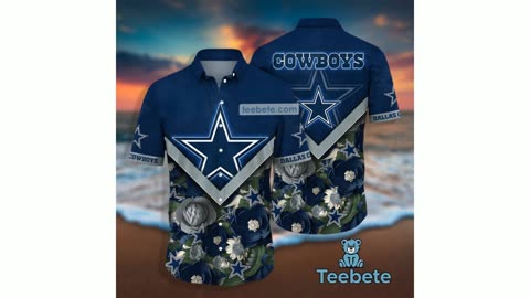 Dallas Cowboys Frangipani Floral Blue 80S Hawaiian Shirt