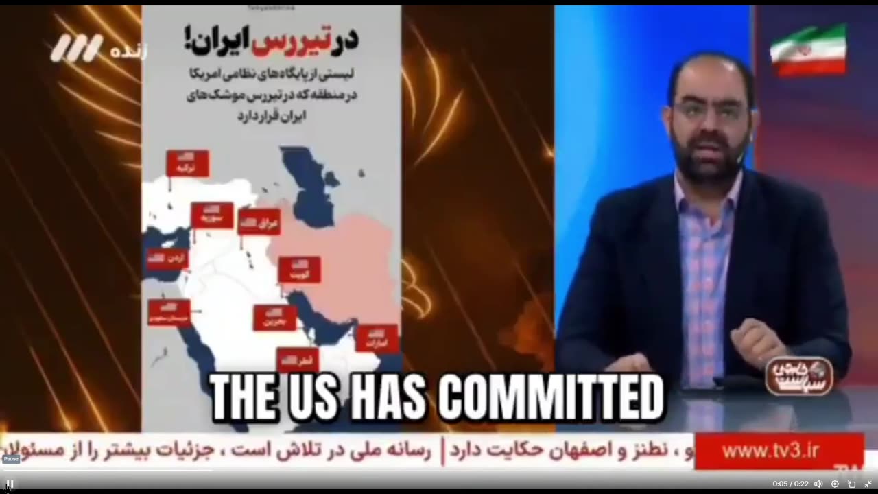 Iran State TV: US bases all over the Middle East within their range. War begins