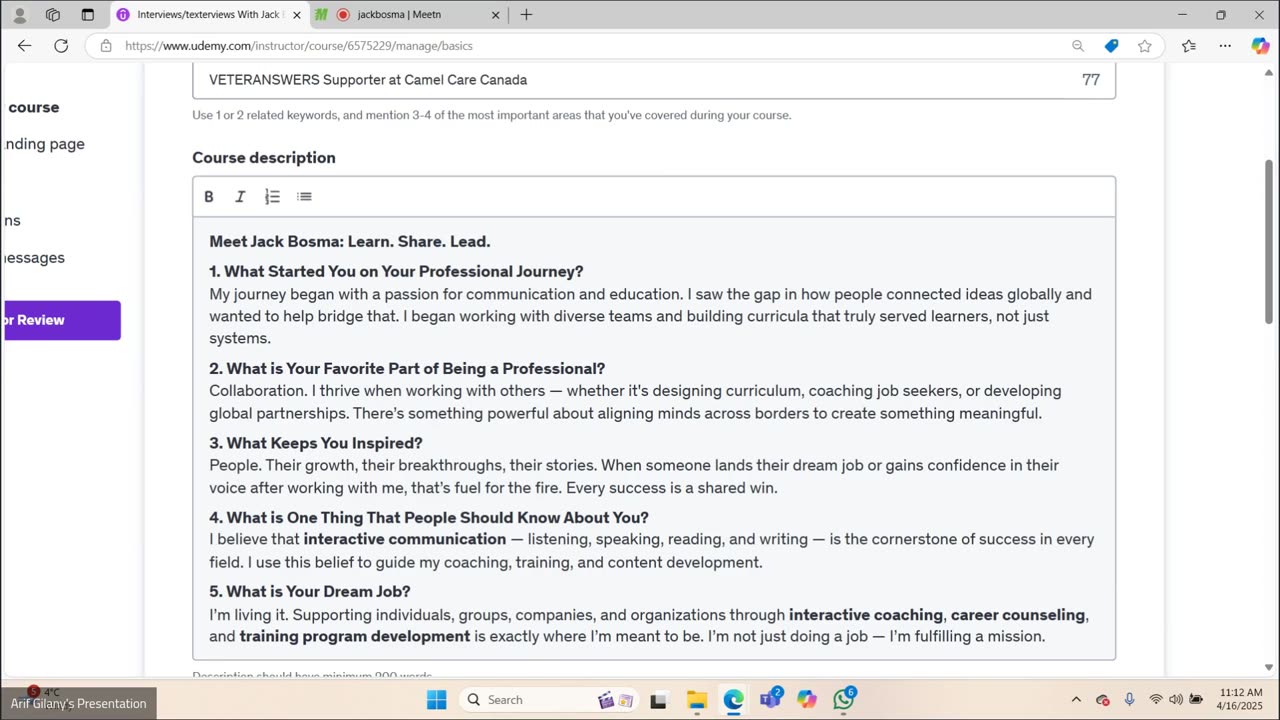 Interviews/Texterviews With Jack Bosma (Udemy) 1