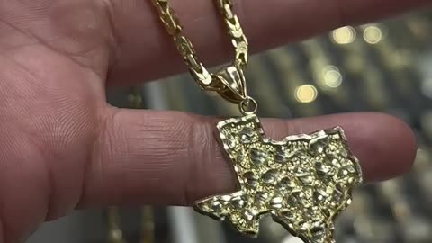 10K Gold Byzantine & Nuggets Texas Pendant