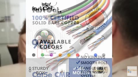 fast Cat. Cat5e Ethernet Cable 1000ft - 24 AWG, CMR, Insulated Bare Copper Wire