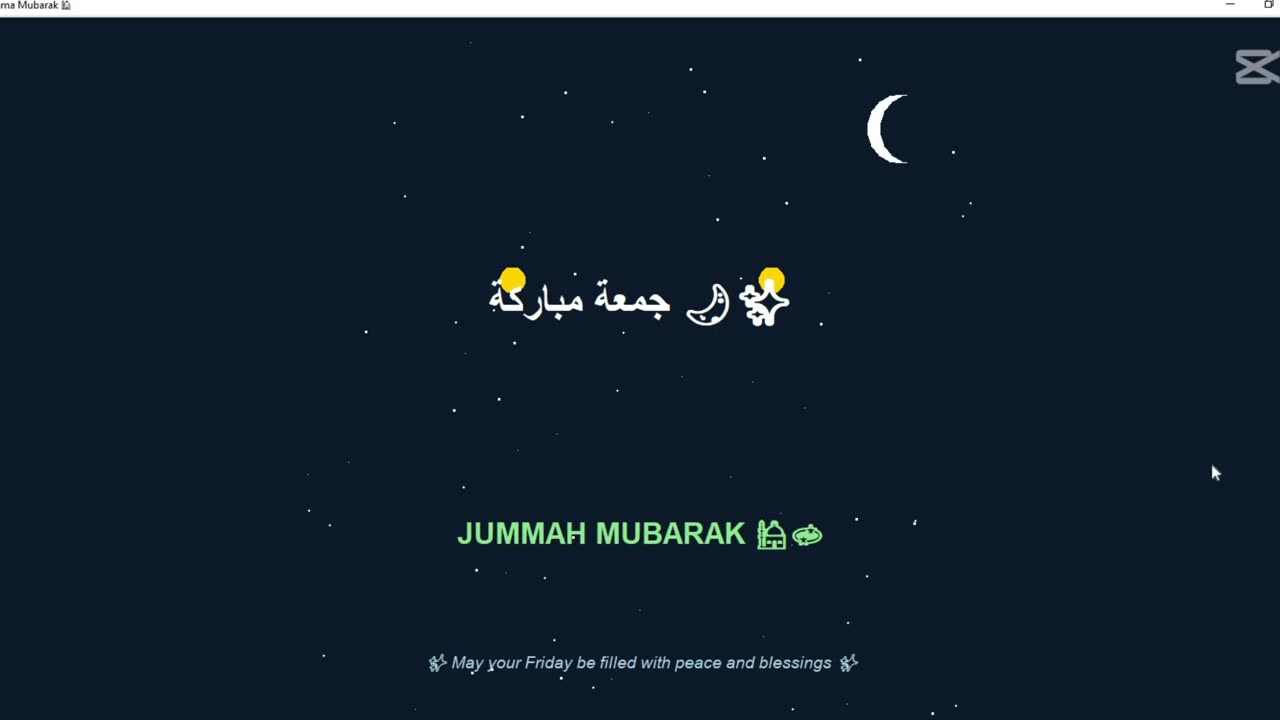 create a "Jumma Mubarak 🕌" post with turtle graphics using python