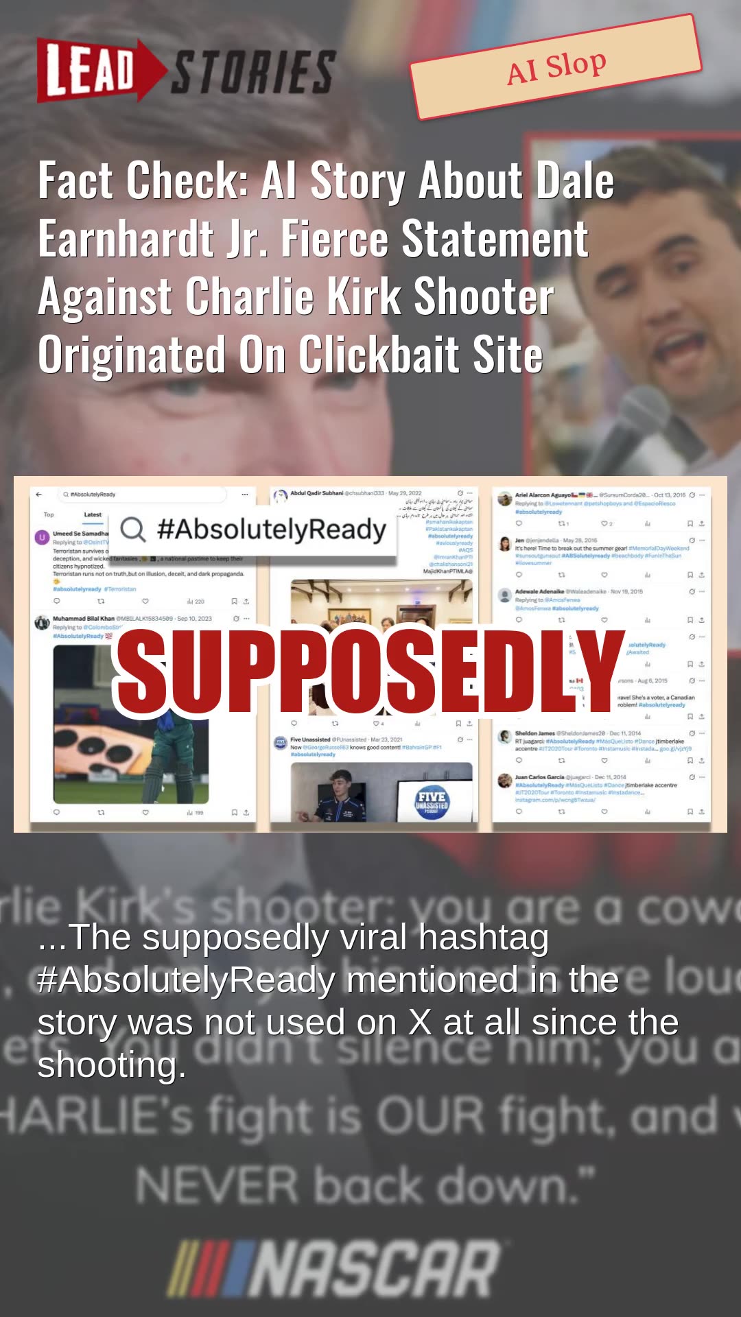 Fact Check: AI Story About Dale Earnhardt Jr. Statement Against Charlie Kirk Shooter -- Clickbait