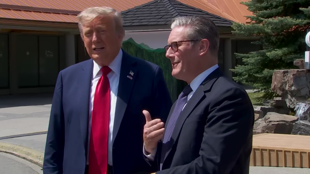 President Trump Participates in a Pull Aside with the Prime Minister of the United Kingdom
