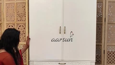 Don’t Miss This Divine Beauty! White Deco Wooden Temple with Double Doors & Cabinets