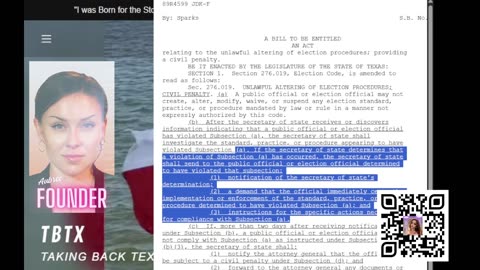 VITAL Texas Elections Bill: SB618 - BIND THE DEEP STATE!